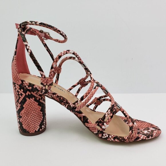 Just Fab All Eyes On Me Womens 7.5 Coral Snake Strappy Dress 3.75" Heel Sandals - Picture 4 of 12